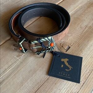 Cuoieria Artigiana Made in Italy Women’s Suede/Leather Belt S/M Brown NWT
